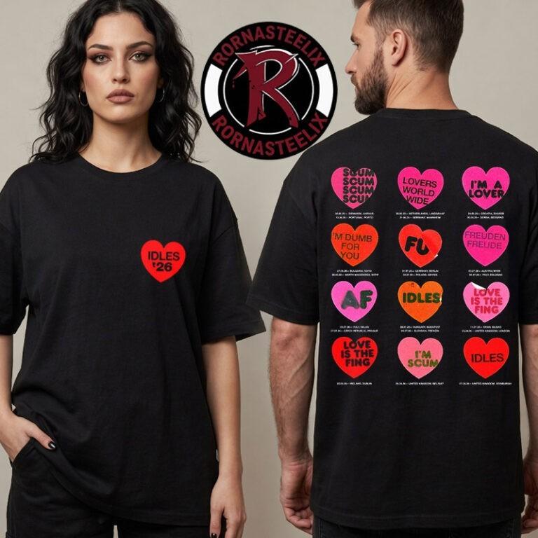 Idles Band Summer 2026 Tour Merch 2026 Heart Tour Dates Unisex T Shirt Two Sided