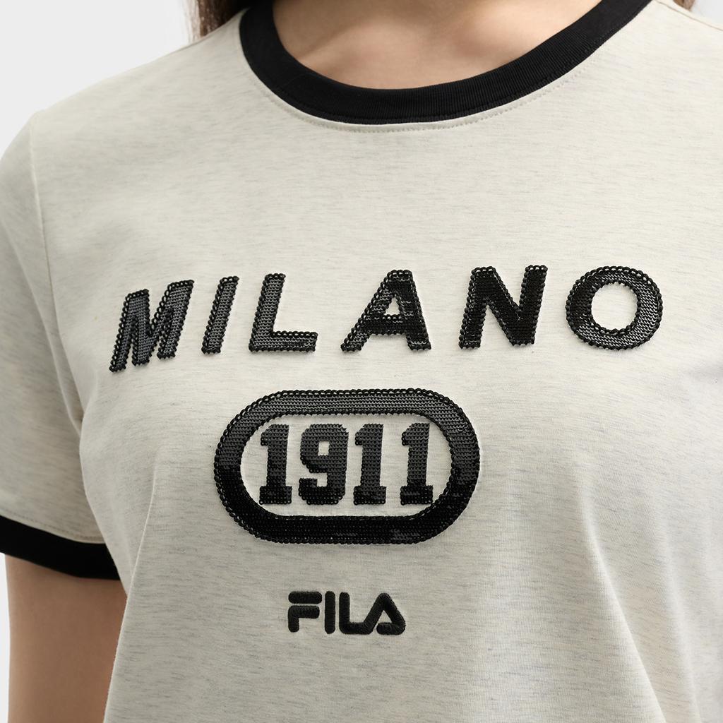 Fila Milano Italian Luxury Sports Collection Fashion Versatile Comfortable Casual Knit Short Sleeve T-Shirt Women Tops F11W525104F-LK