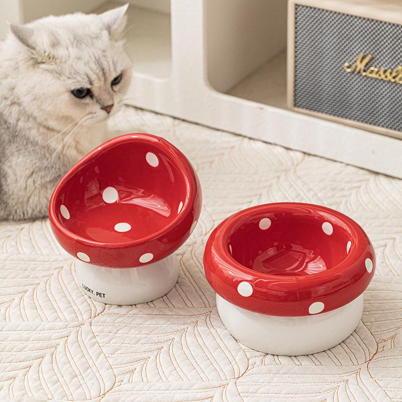 Ceramic Cat Bowl for Food & Water, Protects Cervical Vertebrae, Pet Feeding Basin for Cats & Dogs
