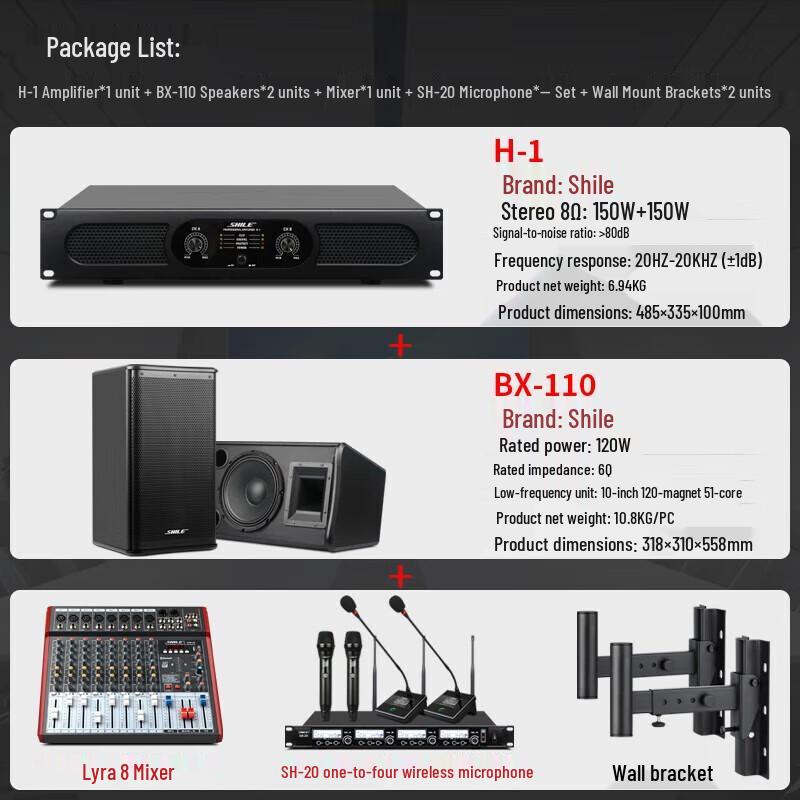 SHILE 10-inch Wall-Mounted Conference & Background Music System CN plug (adapter included)