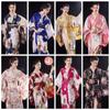 Drukowana kwiatowa sukienka kimono dla dziewczyny Sakura Cosplay kostium w stylu japońskim Yukata szlafrok impreza