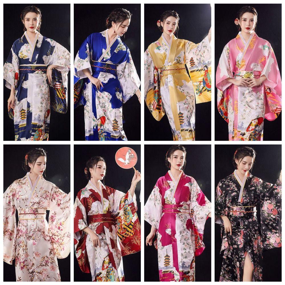 Drukowana kwiatowa sukienka kimono dla dziewczyny Sakura Cosplay kostium w stylu japońskim Yukata szlafrok impreza