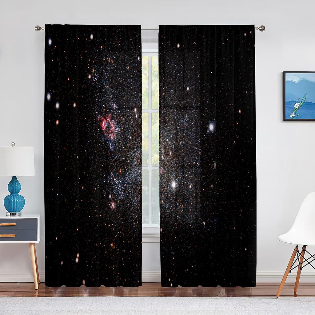 Perdea Voal Transparentă Galaxy Spațiul Cosmic Exterior pentru Living Dormitor Bucătărie Univers Stele Șifon Tul Tratament Fereastră Decorațiuni