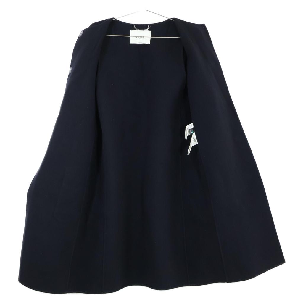 FENDI [Good Condition/Domestic Regular] FF8657 A5G0 Fox Fur Pocket Cape coat 40 blackUsed