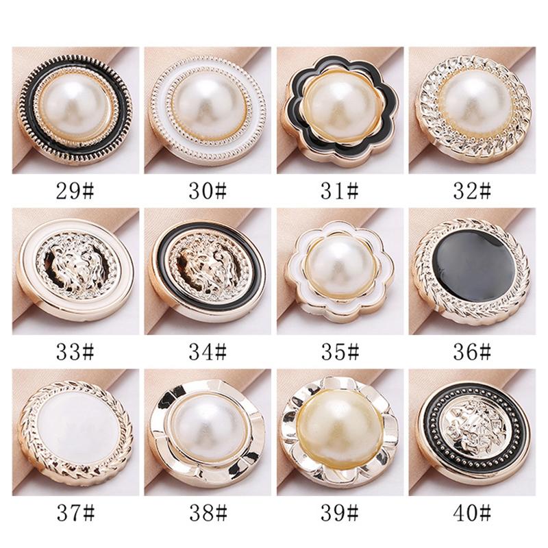 10 Stück 18/21/25mm Blume Perle Gold Kunststoff Schaft Knöpfe für Damen Bekleidung Jacke Pullover Nähzubehör Scrapbooking