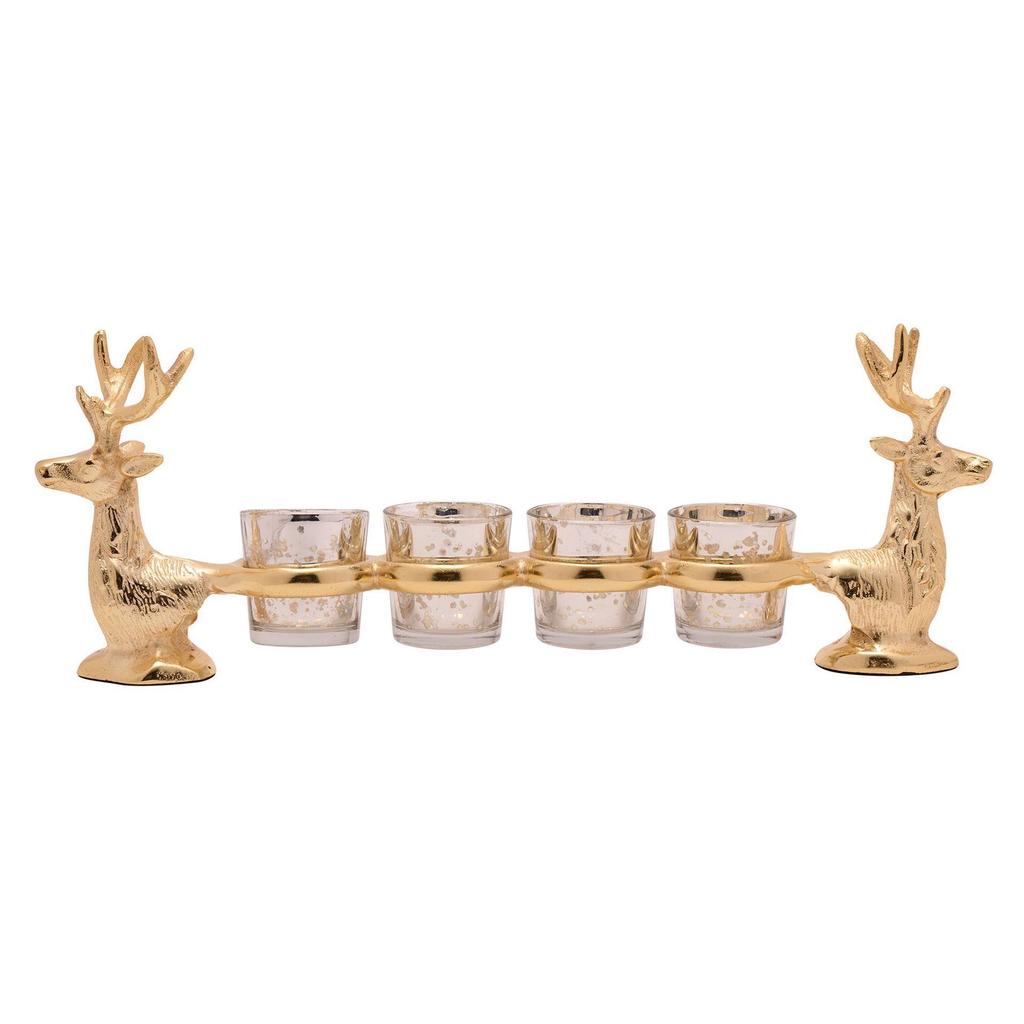 Gold Metal Stag & Tealight Holder