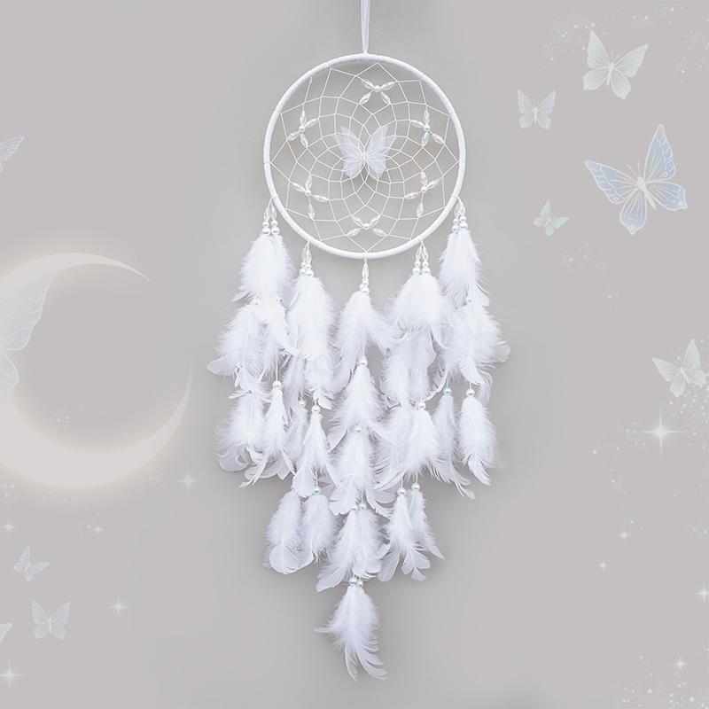 6 Colors Dream Catcher Handmade Feathers Butterfly Wind Chimes Girls Bedroom Hanging Ornaments Birthday Holiday Gifts Home Decor