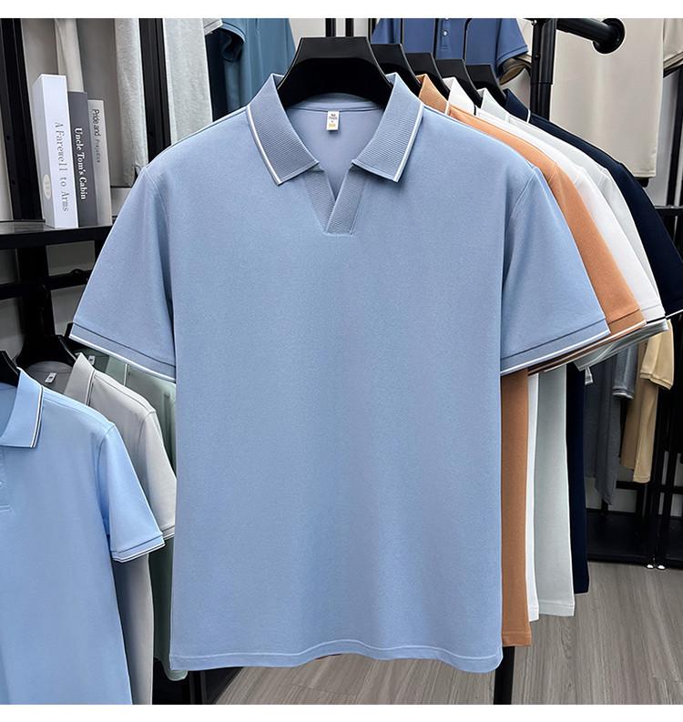 

Летняя мужская футболка-поло с коротким рукавом - Светлая, для зрелых, Business Casual, с воротником-поло, универсальная спортивная футболка L