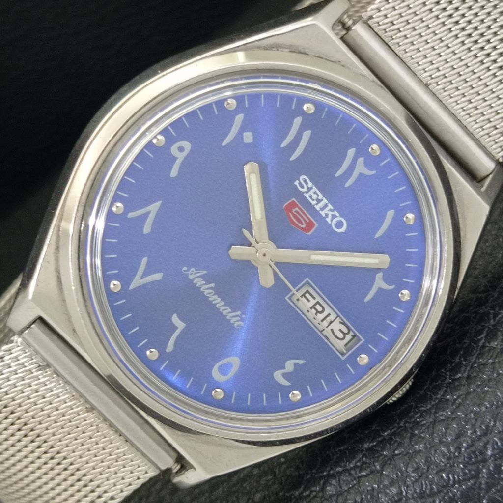 SEIKO 5 AUTOMATIC 6349A JAPAN MENS VINTAGE ARABIC BLUE DIAL WATCH a701481-5 R206b-a701481
