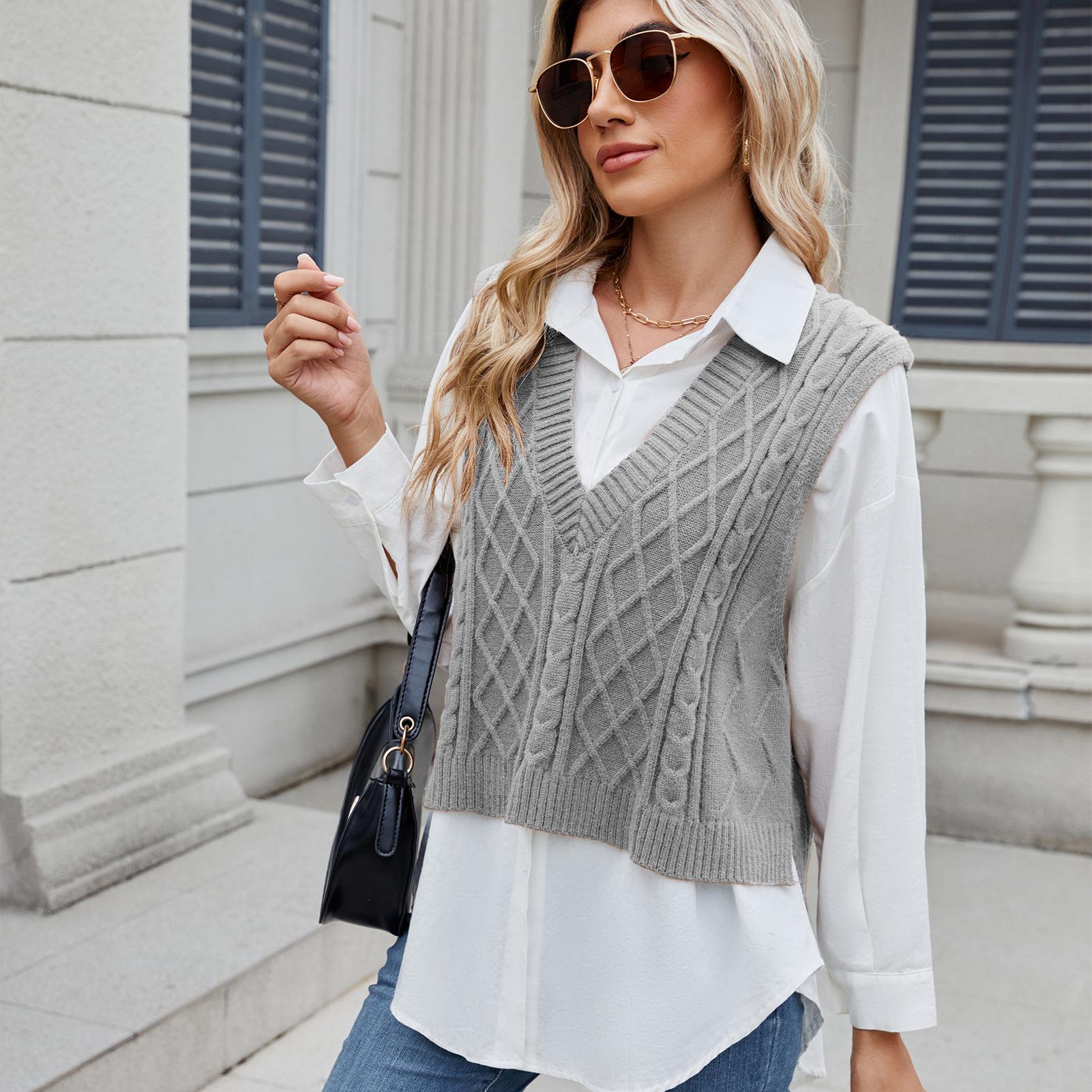 

YYFS женские модные повседневные летние весенние однотонные блузки и рубашки без рукавов с v-образным вырезом и принтом S серый