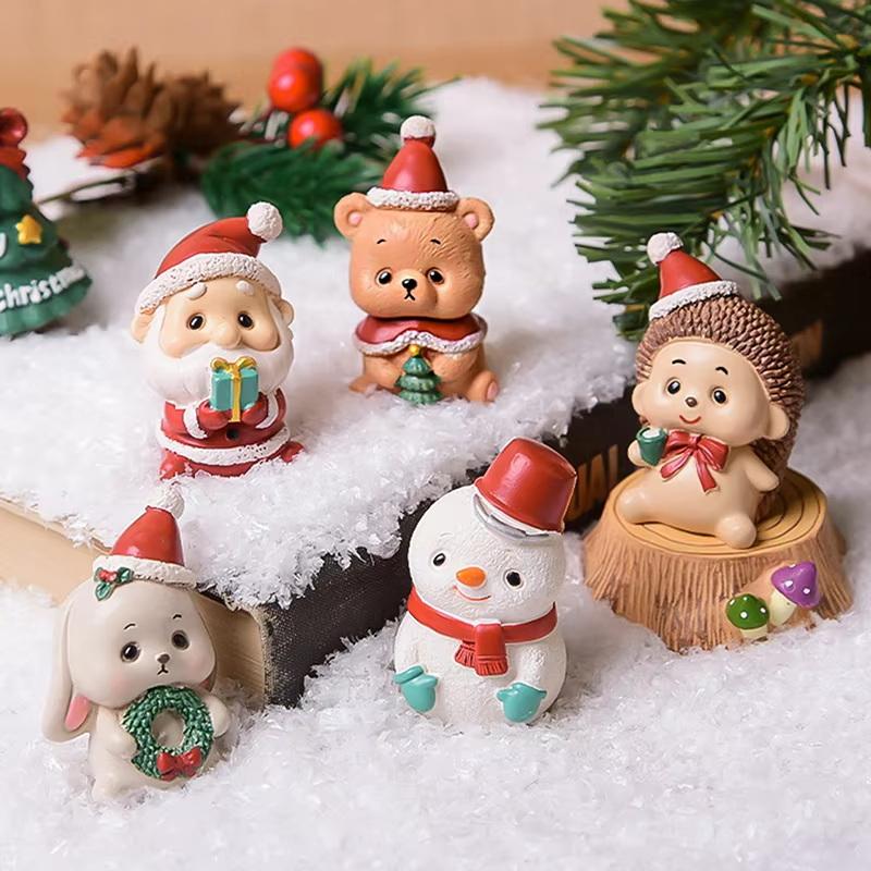 Cute Christmas Resin Animal Craft Mini Creative Ornament for Xmas Tree Party Decor Holiday Souvenir Friend Gift