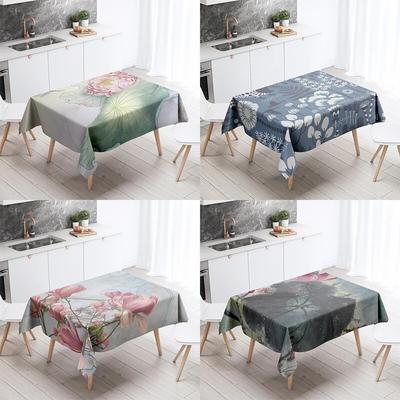 Lotus Flower Tablecloth Home Decor Stain Resistant Waterproof Table Decoration Rectangular Kitchen Fireplace Countertop
