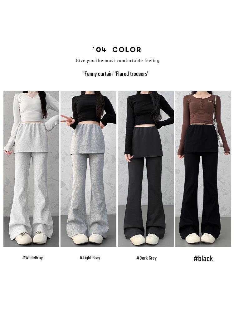Women's High-Waisted Wide-Leg Flared Pants, Slimming Drapey Casual Look