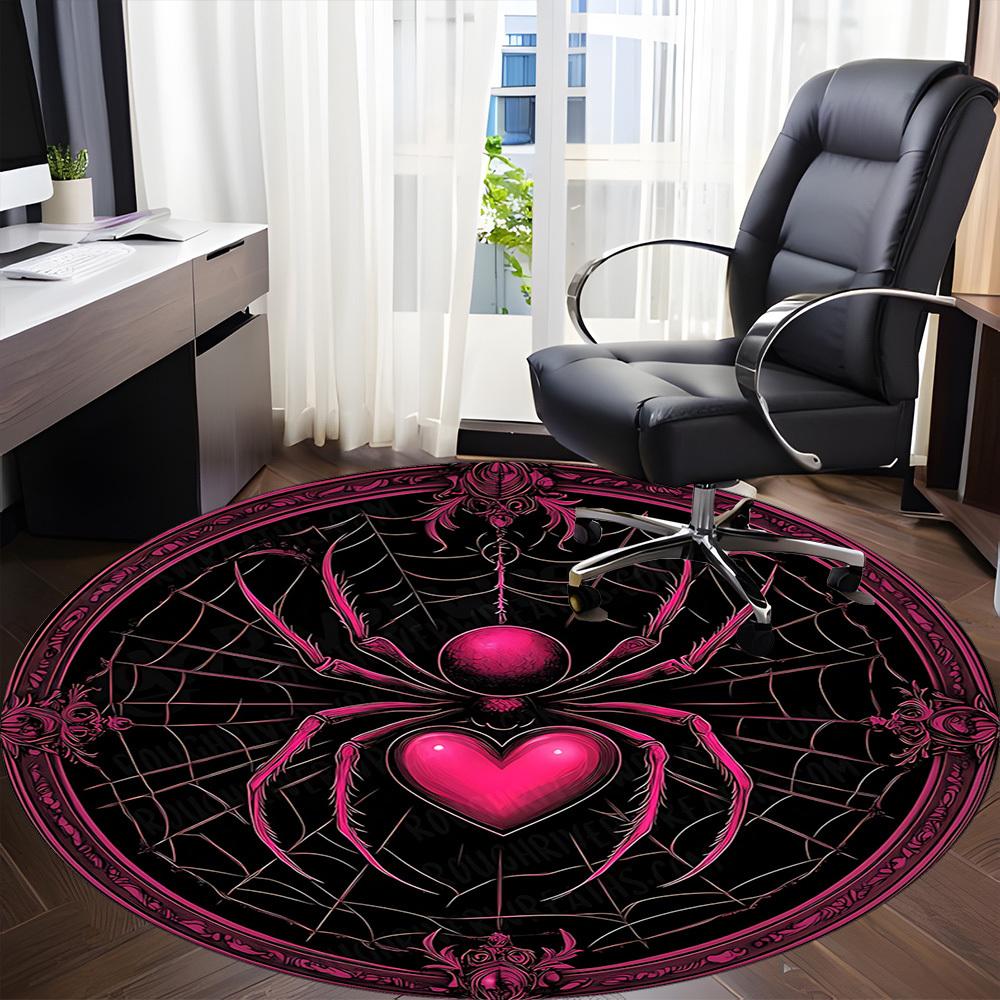 1PC Spider Web Pattern Office Round Area Rug, Mat Suitable For Office, Under Office Chairs Bedroom Living Room Home Decor, Room Deco