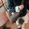 Damen Einfarbige Imitat-Sherpa Warme Plüsch Umhängetasche mit Innentasche Vintage Crossbody Handtasche für Arbeit & Reise KTY