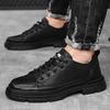 Fashion 2025 New Designer Casual Leather Shoes for Men Solid Color Lace Platform Shoes Male Spring Autumn Low Top Fashion Work Shoes Man