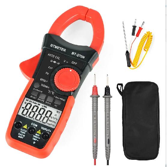 6000 Digits Auto Cal Clamp Multimeter - AC/DC Voltage Current Resistance with 1000A Capacity , -20 - 10000 ℃ , BTMETER BT-570N