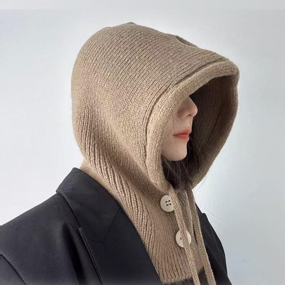 Windproof Half-closed Design Knit Scarf Hat Ladies Beanie
