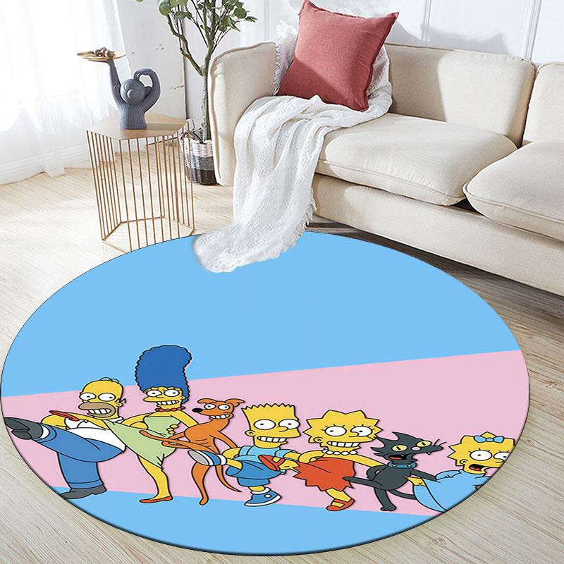 The Simpsons Cartoon Poster Pattern Round rug,Carpet Rug for Living Room Bedroom Playroom ,Non-slip Floor Mat,Holiday Gifts and Birthday Gifts.