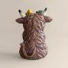 Highland Cow Figurine Reading Book Cattle Resin Statue Sculpture Home Office Decoration Ornament Book Lover Gifts