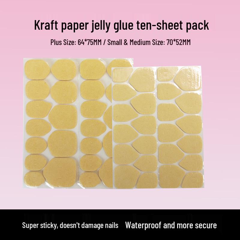 

Pack of 10 Invisible Waterproof Removable Double-Sided Jelly Glue for Wearable False Nails XL: 64*75mm