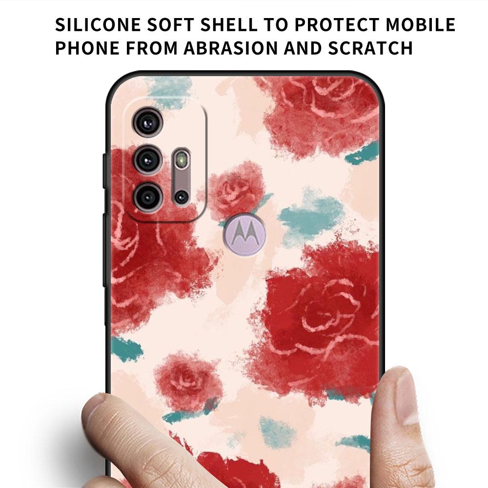 Case For Motorola G30 G60 G22 G9 Play G82 G52 G8 G9 G50 One Fusion Edge 20 Black Soft Phone Capas Flower Cute