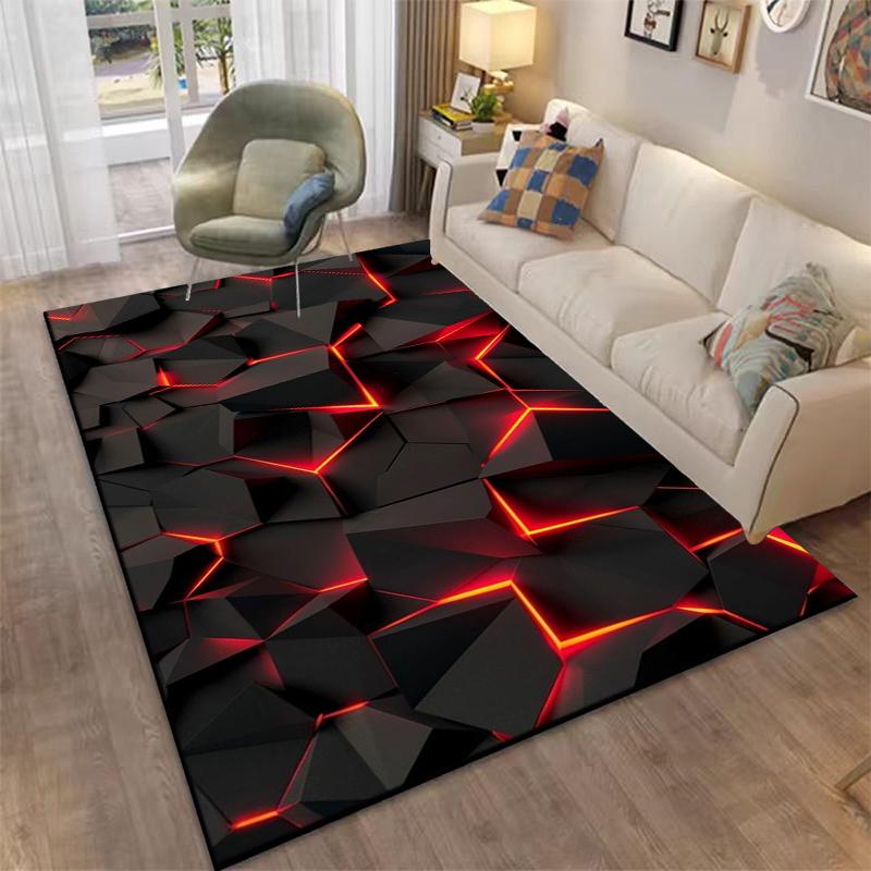 3D Abstract Mirror Geometric Illusion Area Rug Carpet for Home for Living Room Bedroom Sofa Decor Kids Play Non-slip Floor Mat