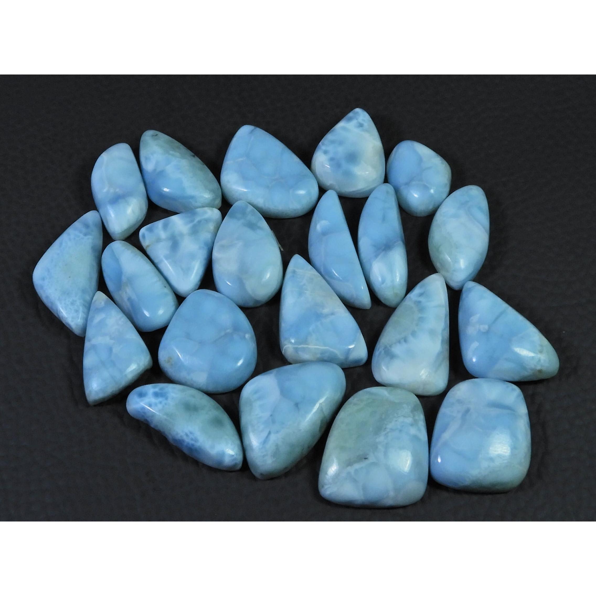 

251Cts. Natural Larimar Pectolite Fancy Cabochon Loose Gemstone 21 Pcs Lot C-856