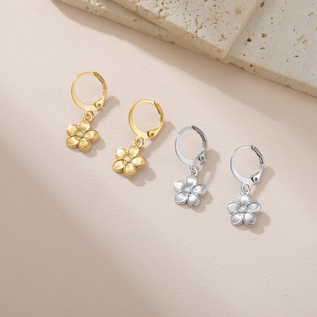 Bohemian Gold Hoop Earrings for Women with Daisy and Sunflower Pendant Charm