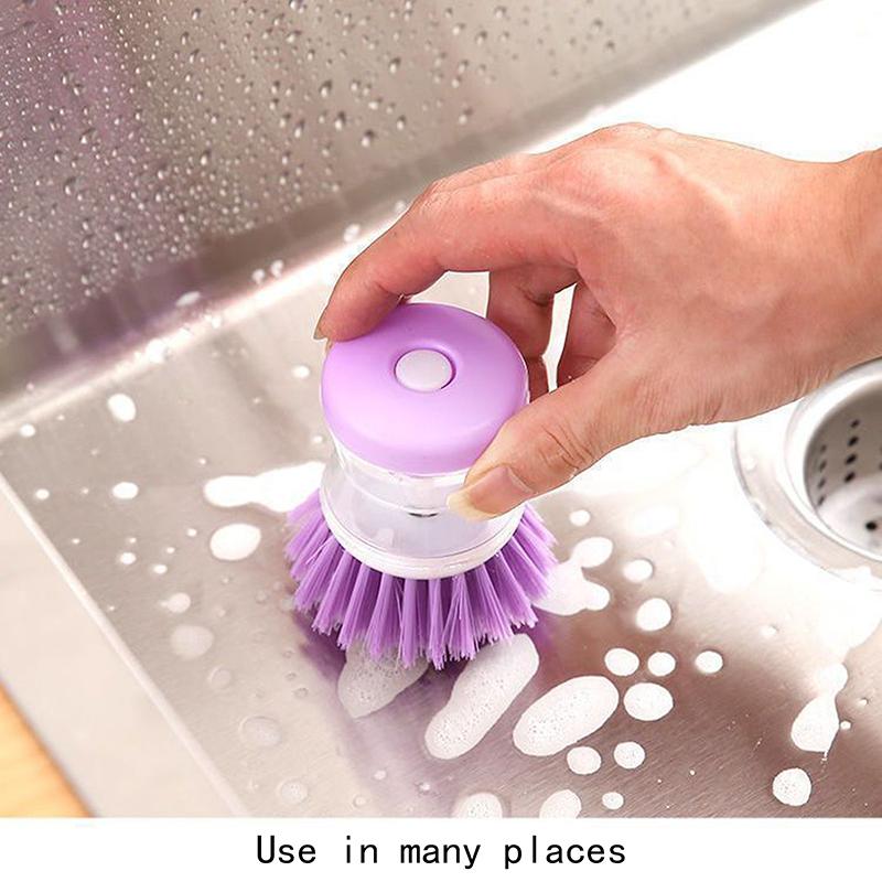 Kitchen Wash Pot Dish Brush Washing Utensils With Washing Up Liquid Soap Dispenser Household Cleaning Accessories