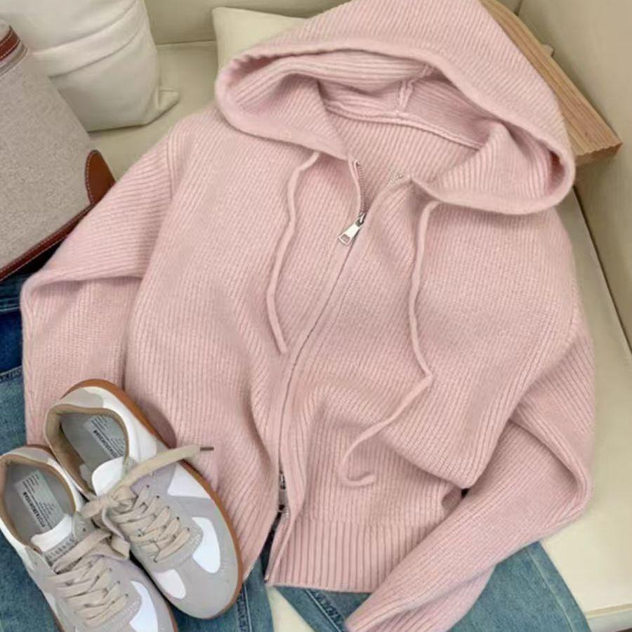 Women's Loose Knitted Hooded Cardigan Coat - Autumn/Winter 2025
