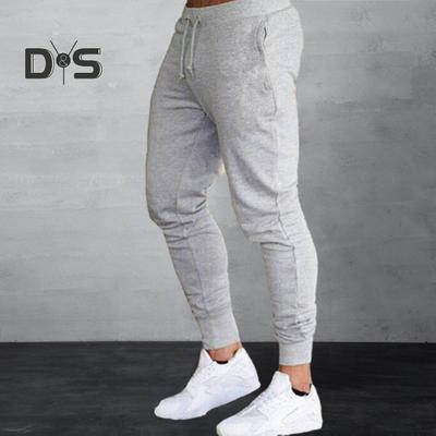 Calças de moletom masculinas Slim Fit com cordão na cintura elástica, cor sólida, bolsos, macias, respiráveis, com faixa no tornozelo, cintura média, calças de corrida para academia