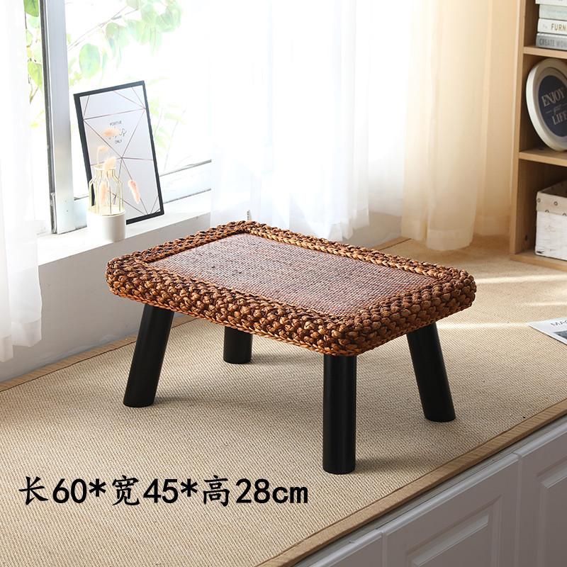 Handwoven Rattan Tea Table Japanese Tatami Style Small Space Coffee Stand Natural Living Room Furniture for Zen Decor