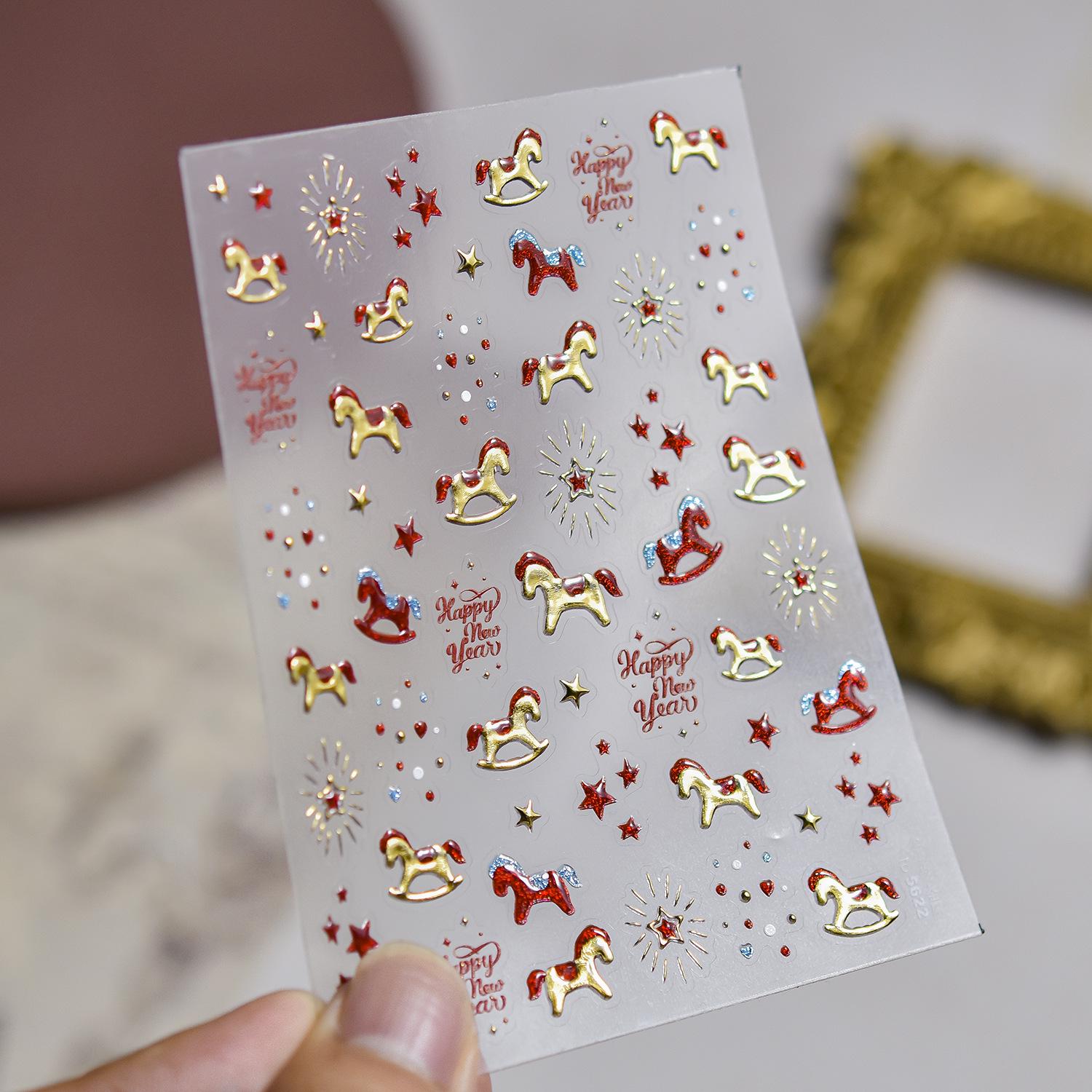 Tomoni Retro Pink & Gold Hot Stamping Nail Stickers - Light Luxury Style