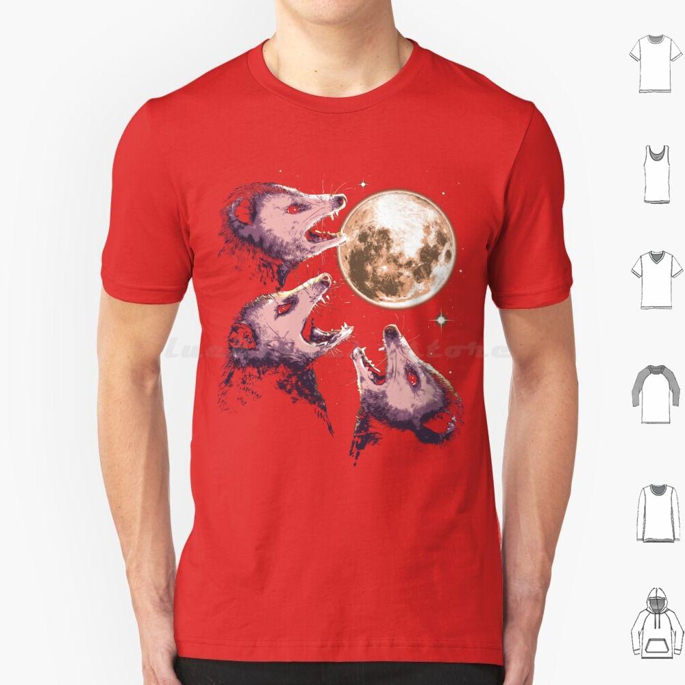 Three Opossums Howling At The Moon Funny Possum 3 Opossum T Shirt Big Size 100 Cotton Possum Opossum Raccoon Rodent Three