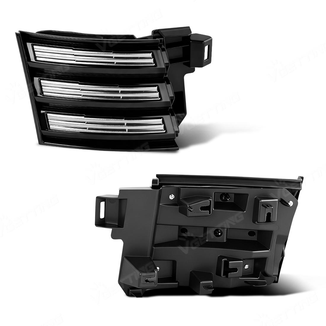1 Pair Car Front Bumper Grill Right Left Middle Net Decorative Parts For Nissan Kicks 2025 2026 Black Grille Trim Covers Parts 1 Pair