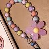Flower Beaded Colorful Mobile Phone Charm Strap Chain Lanyard Women Girl Jewelry Phone Holder Beads Pendant
