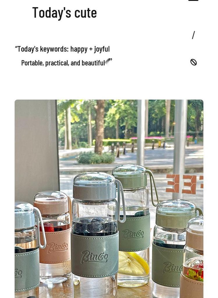 Portable Cute Glass Water Cup with Lid - Stylish Summer Tea Brewing Mug