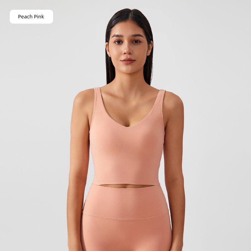 Lu Same Sports Vest Women's Summer Thin Semi-Fixed Cup Nude Feel Shaping Yoga Intimates U-Shaped Yoga Vest