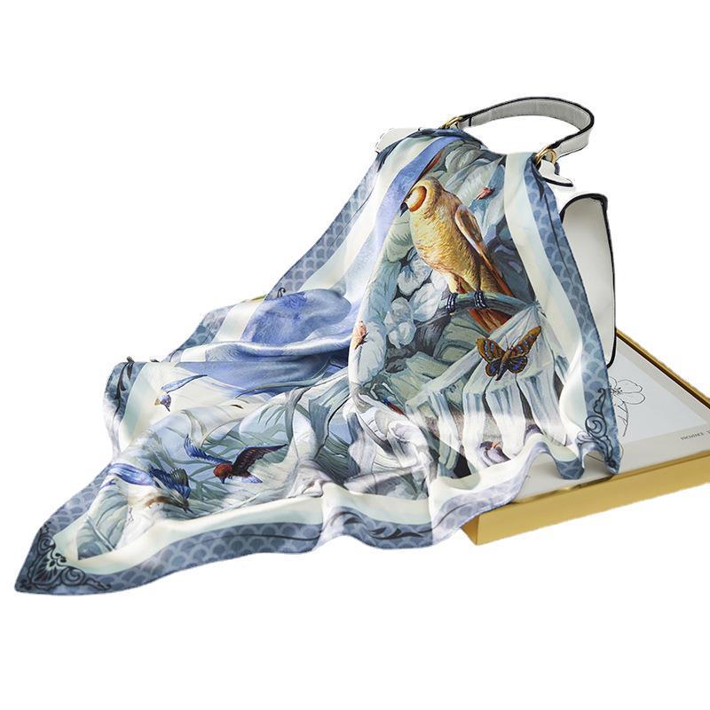 2024 New Style Mulberry Silk Scarf 70 - Fangcaodu Small Square Summer Shawl