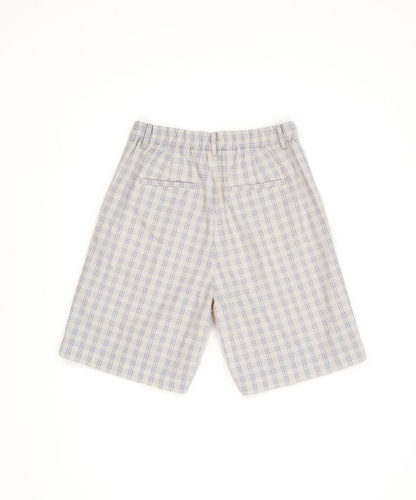 EOLTR Cotton Wide Banding Shorts, Blue Check