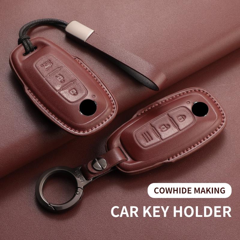 Leather Car Key Case Cover Fob For Nissan Teana Qashqai X-Trail Kicks Tiida Cars Smart Remote Key Case Shell Garnish Accessories
