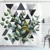 Eucalyptus Leaves Shower Curtain, Meadow Bouquet Boho Leaf Print On Modern Triangular Shapes, Cloth Fabric Bathroom De