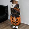 Women Plus Size Loose Straight Leg Pants Halloween Cartoon Duck Printed Full Length Casual Trousers