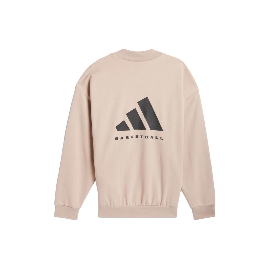 Adidas 2024 Collection Ch. 01 Logo Print Reversible Basketball Knit Sweatshirt Unisex Tops Pearl-Gray IM8422