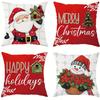 1pc Red White Christmas Cushion Cover Snowflake Santa Claus Durable Cover 2025 New for Home Ornament Xmas New Year Decoration