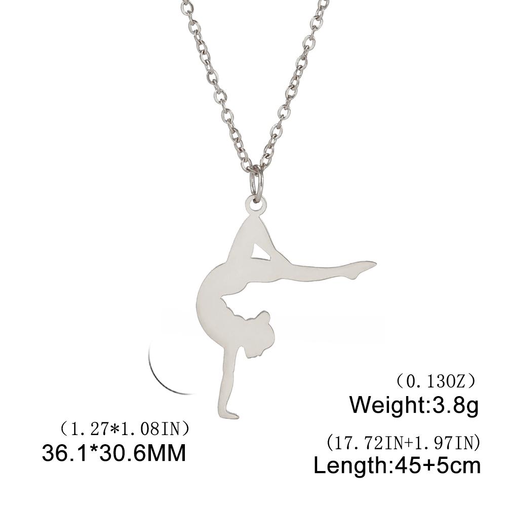 Unift Edelstahl Sport Damen Halskette Läuferin Rhythmische Gymnastik Mädchen Silhouette Anhänger Mode Geburtstag Schmuck Großhandel