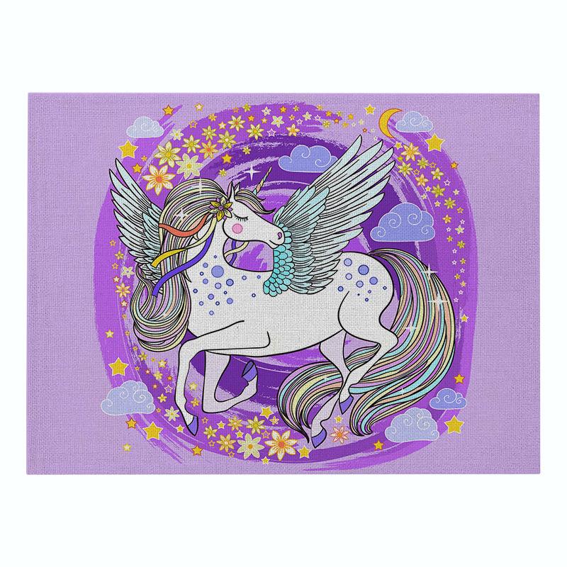Nordic INS Desen Animado Unicórnio Linho Tapete de Mesa Antiderrapante Resistente ao Calor Jogo Americano para Mesa Porta-copos para Copo de Bebida Acessórios de Cozinha