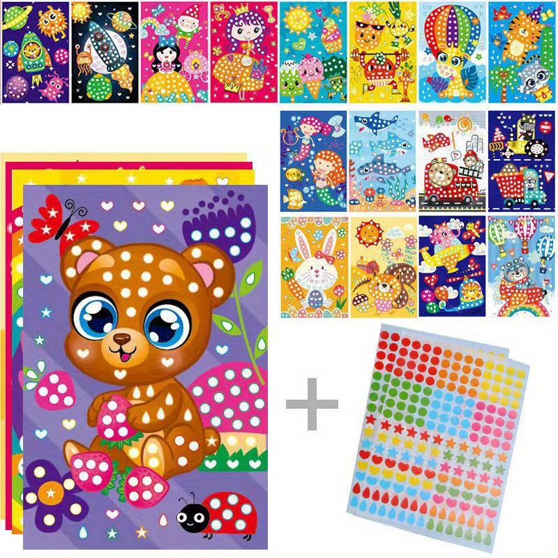 Non-Toxic 20 Sheets Kids Dot Coloring Book Diy Color Dot Cartoon Animal Drawing Mosaic Puzzle Stickers Children Creative Educational Toys