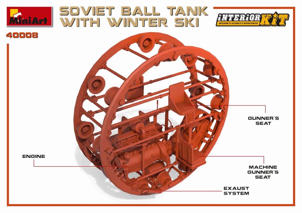 MiniArt Scale Soviet Ball Tank with Winter Skis and Full Interior Plastic Model Kit MA40008 1/35 (Interior Reproduction)